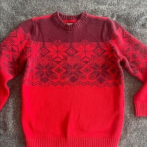 Sonoma Red Patterned Crewneck Sweater